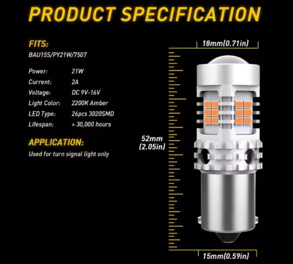 Auxito BA15S PY21W oranžid LED pirnid - Image 2