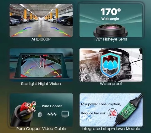 Universaalne tagurduskaamera AHD/CVBS 720P 170° - Image 2